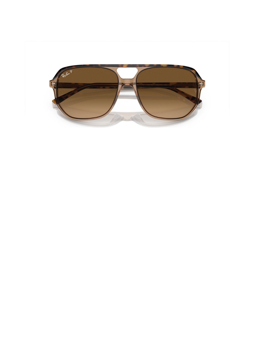 Ray-Ban Brown Gradient Pilot Sunglasses with Tortoiseshell Temples